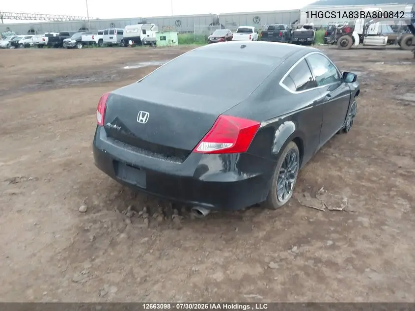 2011 HONDA ACCORD VIN 1HGCS1A83BA800842 — фото 4