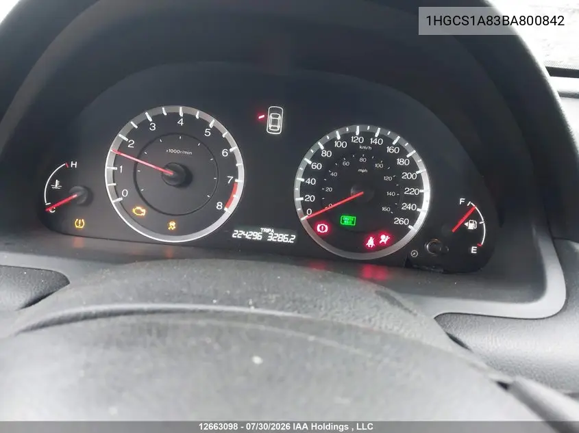 2011 HONDA ACCORD VIN 1HGCS1A83BA800842 — фото 7