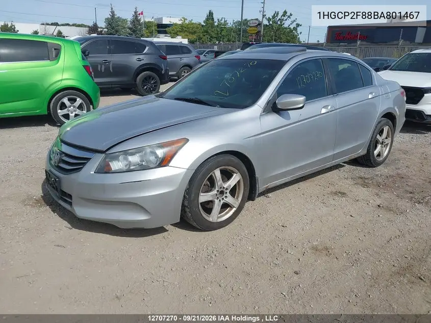 2011 HONDA ACCORD VIN 1HGCP2F88BA801467 — фото 2