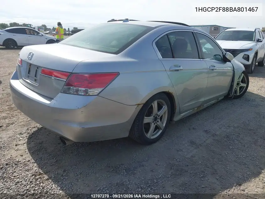 2011 HONDA ACCORD VIN 1HGCP2F88BA801467 — фото 4