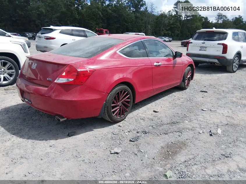 2011 HONDA ACCORD VIN 1HGCS2B81BA006104 — фото 4