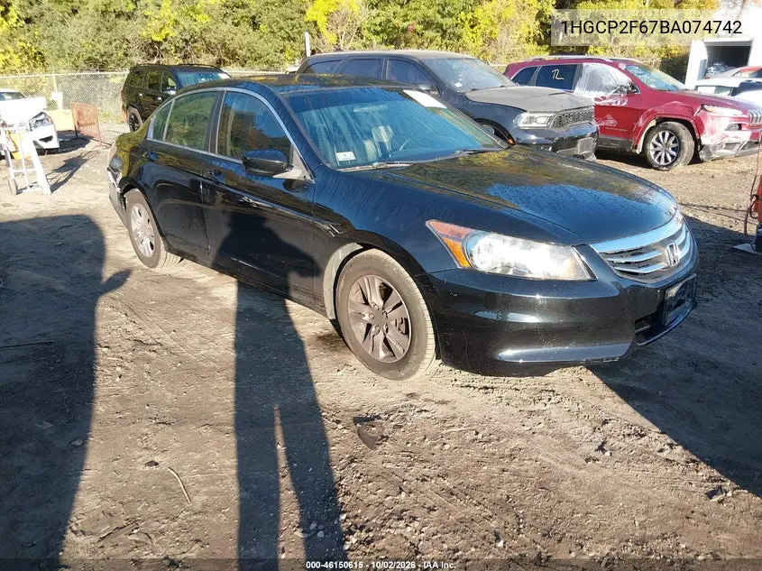 HONDA ACCORD 2011, VIN 1HGCP2F67BA074742