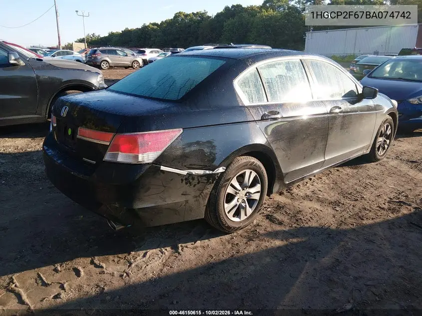 2011 HONDA ACCORD VIN 1HGCP2F67BA074742 — фото 4