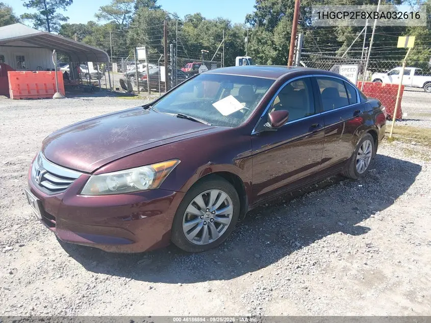 2011 HONDA ACCORD VIN 1HGCP2F8XBA032616 — фото 2