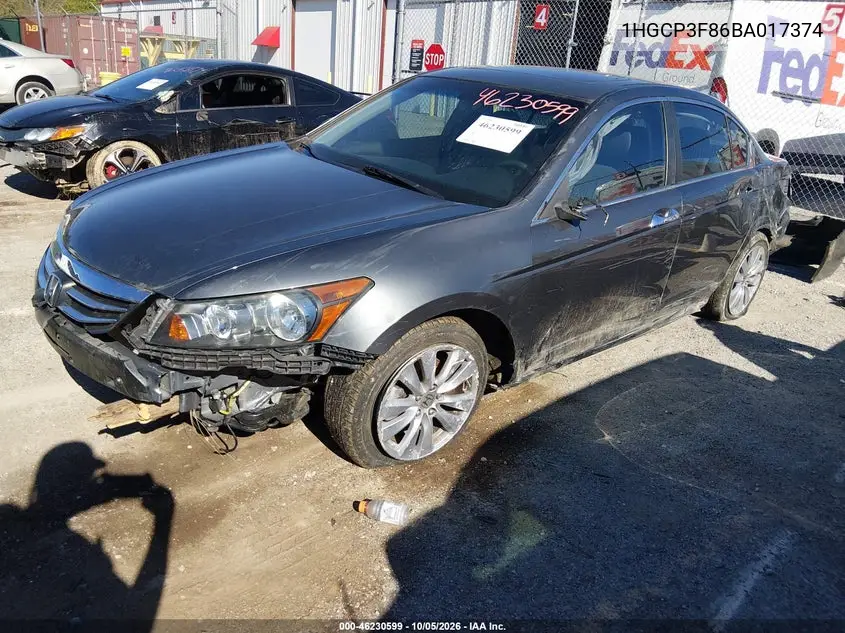 2011 HONDA ACCORD VIN 1HGCP3F86BA017374 — фото 2