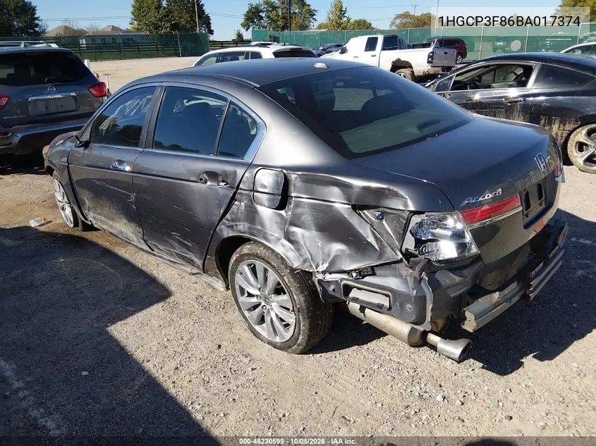 2011 HONDA ACCORD VIN 1HGCP3F86BA017374 — фото 3