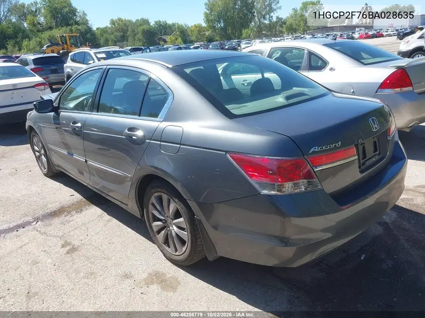 2011 HONDA ACCORD VIN 1HGCP2F76BA028635 — фото 3
