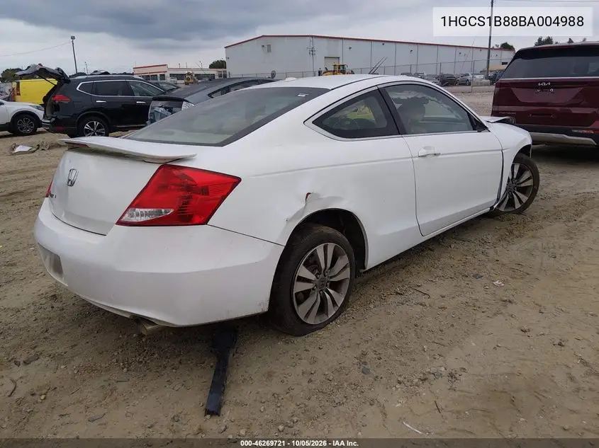 2011 HONDA ACCORD VIN 1HGCS1B88BA004988 — фото 4