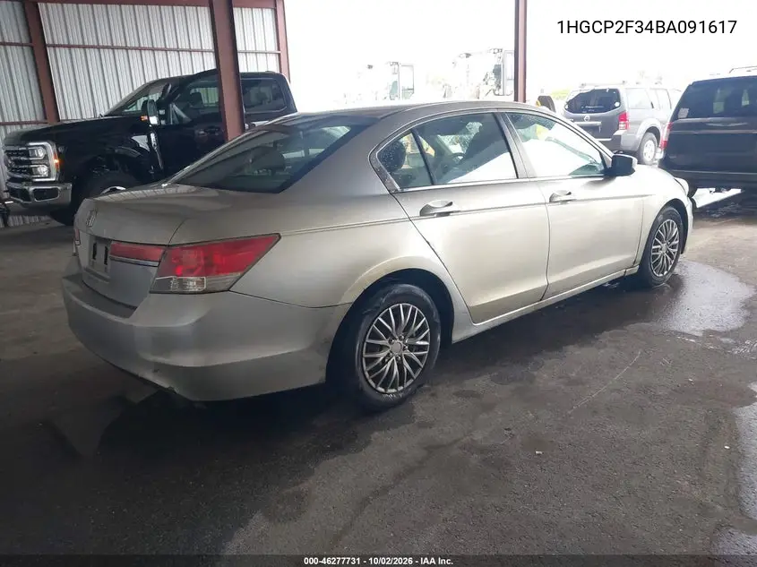 2011 HONDA ACCORD VIN 1HGCP2F34BA091617 — фото 4