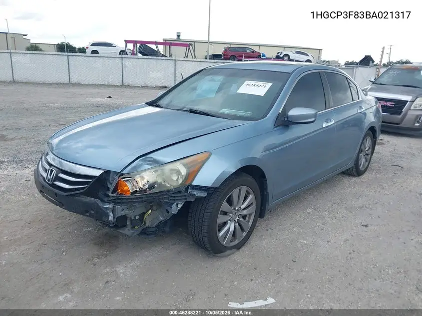 2011 HONDA ACCORD VIN 1HGCP3F83BA021317 — фото 2
