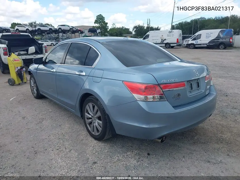 2011 HONDA ACCORD VIN 1HGCP3F83BA021317 — фото 3