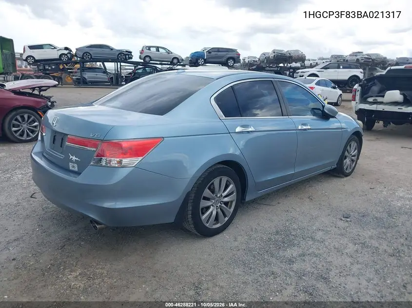 2011 HONDA ACCORD VIN 1HGCP3F83BA021317 — фото 4