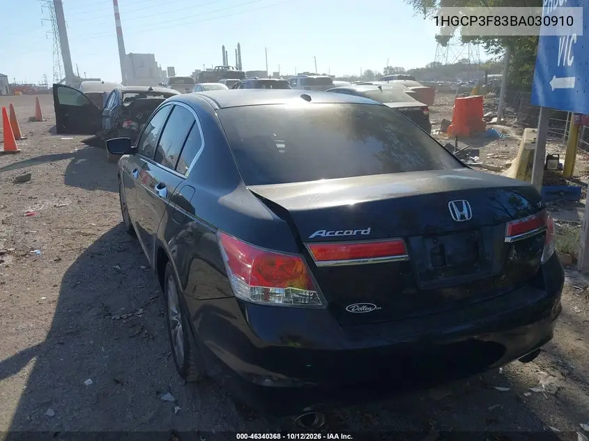 2011 HONDA ACCORD VIN 1HGCP3F83BA030910 — фото 3