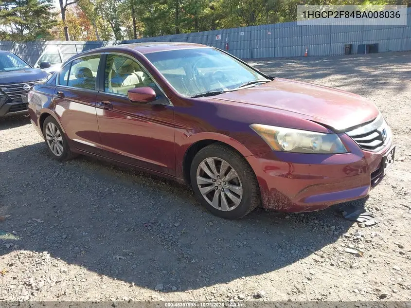 HONDA ACCORD 2011, VIN 1HGCP2F84BA008036