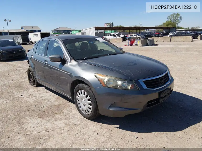 HONDA ACCORD 2011, VIN 1HGCP2F34BA122218