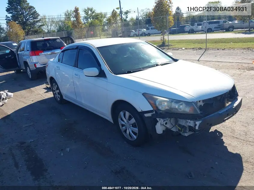 HONDA ACCORD 2011, VIN 1HGCP2F30BA034931