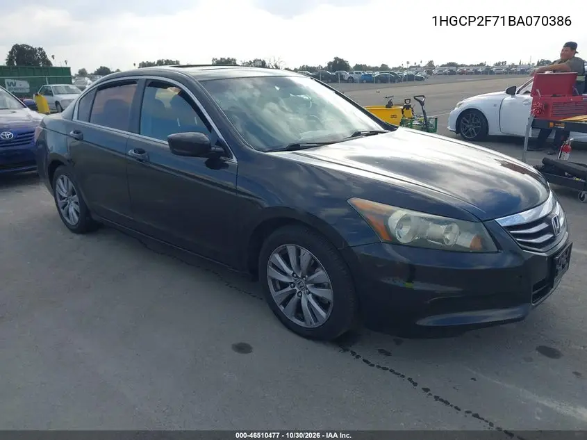 HONDA ACCORD 2011, VIN 1HGCP2F71BA070386