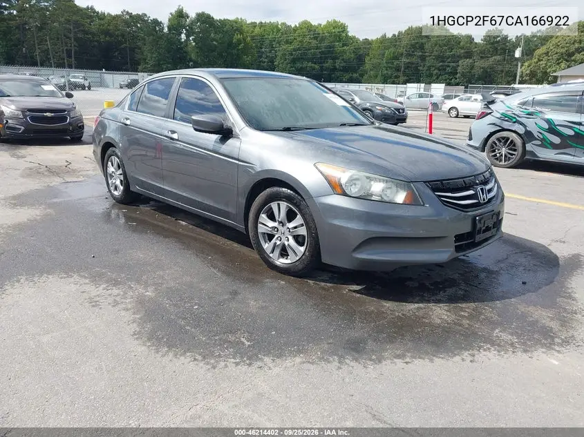 HONDA ACCORD 2012, VIN 1HGCP2F67CA166922
