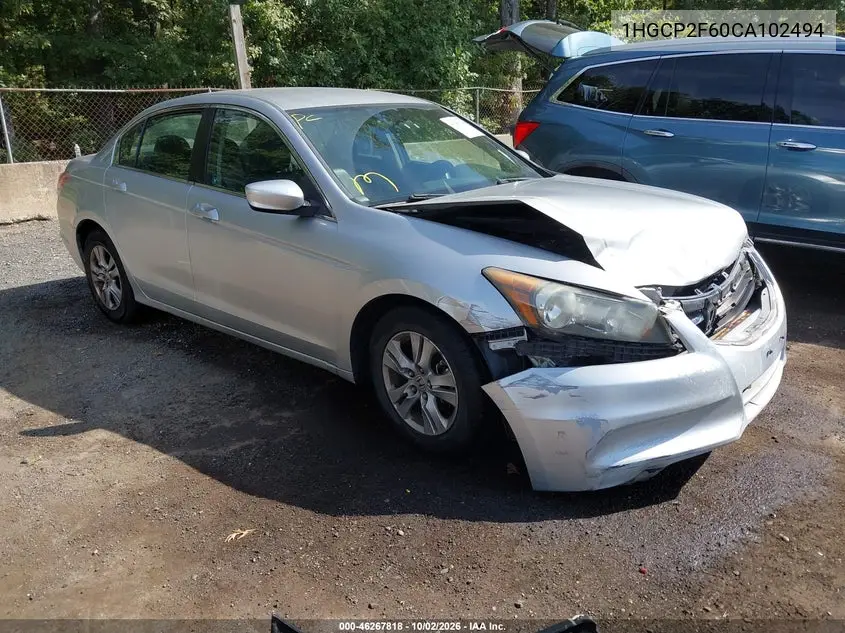 HONDA ACCORD 2012, VIN 1HGCP2F60CA102494