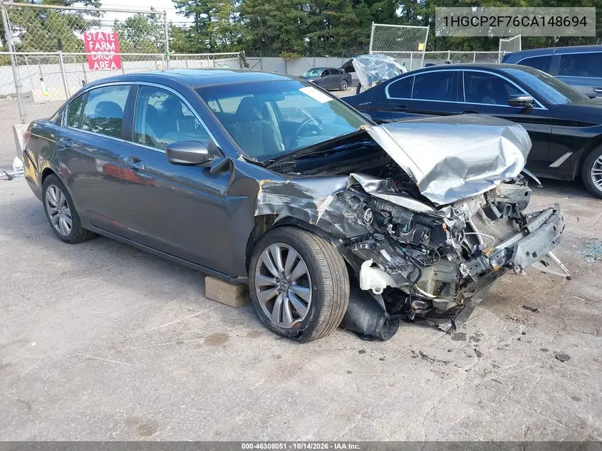 HONDA ACCORD 2012, VIN 1HGCP2F76CA148694
