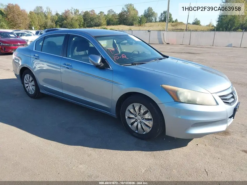 HONDA ACCORD 2012, VIN 1HGCP2F39CA063958
