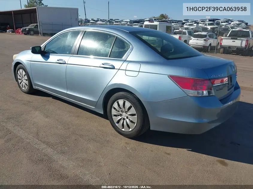 2012 HONDA ACCORD VIN 1HGCP2F39CA063958 — фото 3
