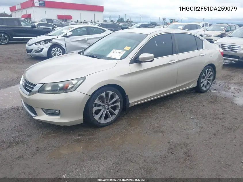 2013 HONDA ACCORD VIN 1HGCR2F51DA259079 — фото 2