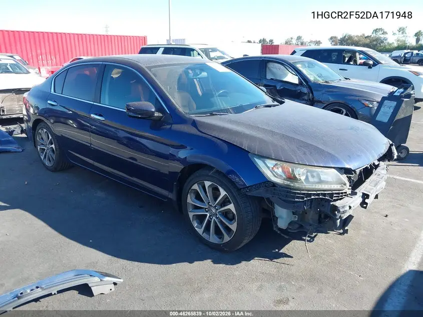 HONDA ACCORD 2013, VIN 1HGCR2F52DA171948