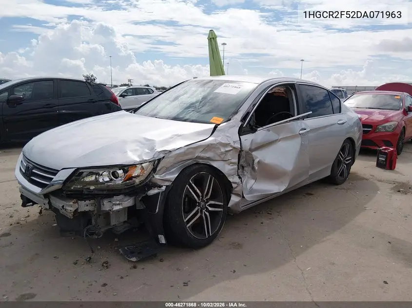2013 HONDA ACCORD VIN 1HGCR2F52DA071963 — фото 2