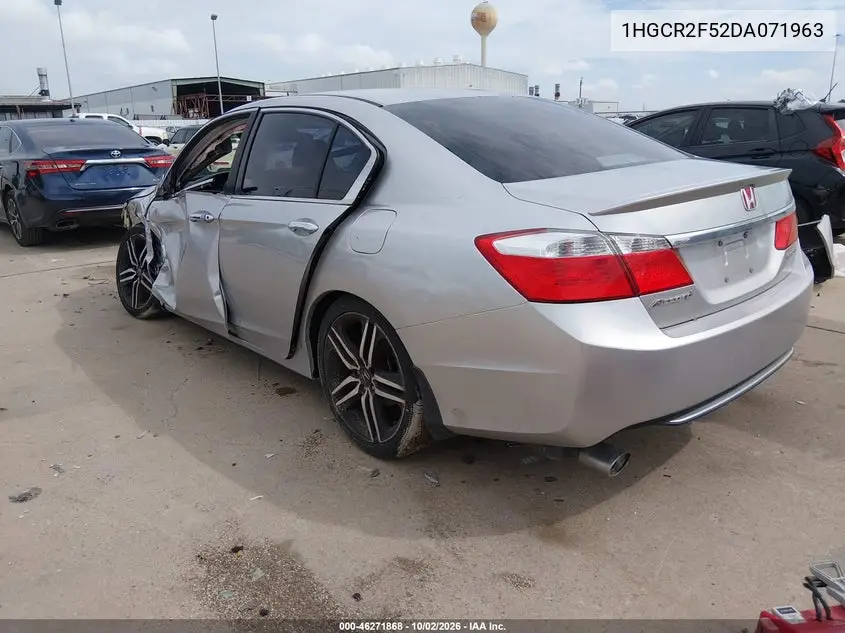 2013 HONDA ACCORD VIN 1HGCR2F52DA071963 — фото 3