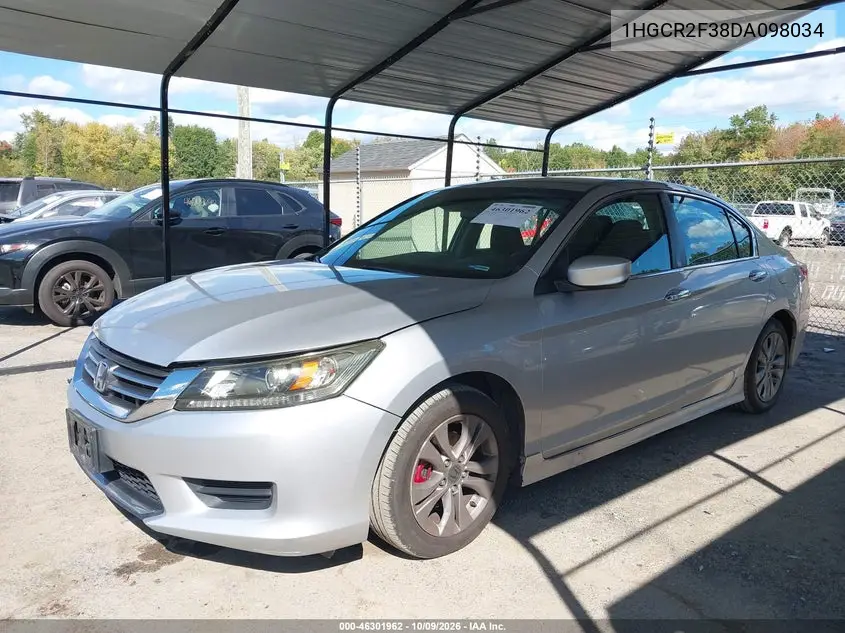 2013 HONDA ACCORD VIN 1HGCR2F38DA098034 — фото 2