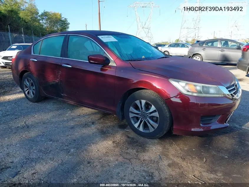 HONDA ACCORD 2013, VIN 1HGCR2F39DA193492