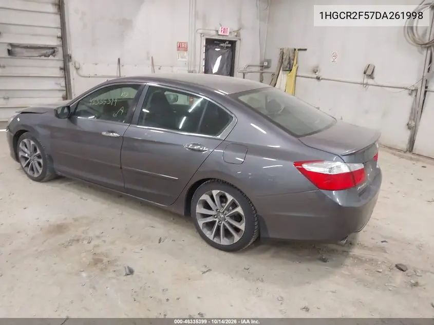 2013 HONDA ACCORD VIN 1HGCR2F57DA261998 — фото 3