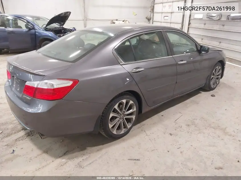 2013 HONDA ACCORD VIN 1HGCR2F57DA261998 — фото 4