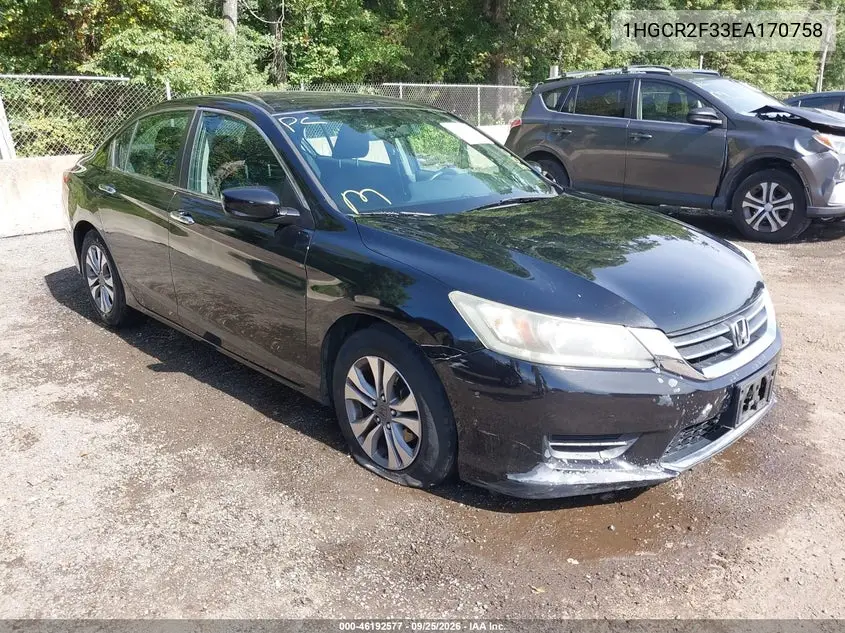 HONDA ACCORD 2014, VIN 1HGCR2F33EA170758