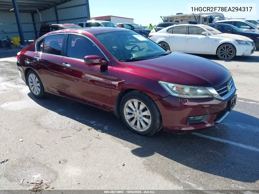 HONDA ACCORD 2014, VIN 1HGCR2F78EA294317