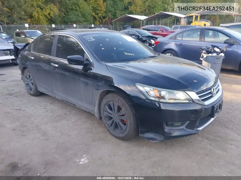 HONDA ACCORD 2014, VIN 1HGCR2F34EA252451