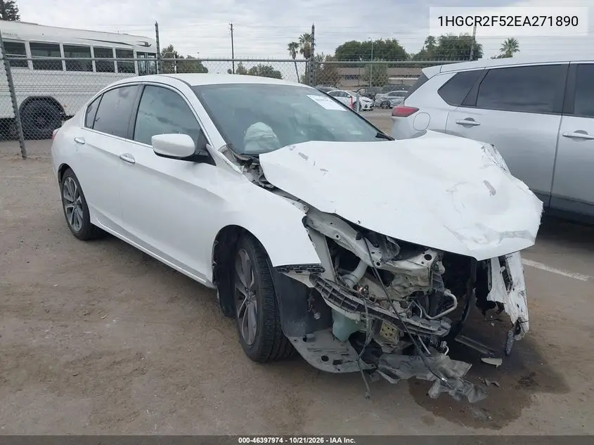 HONDA ACCORD 2014, VIN 1HGCR2F52EA271890