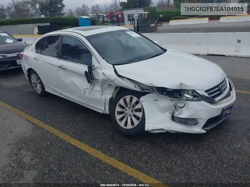 HONDA ACCORD 2014, VIN 1HGCR2F87EA104015