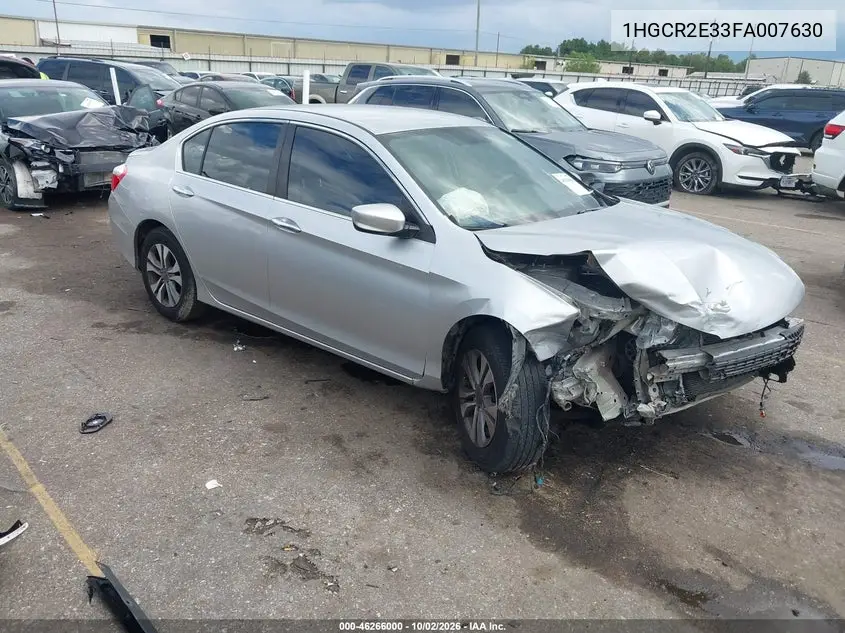 HONDA ACCORD 2015, VIN 1HGCR2E33FA007630