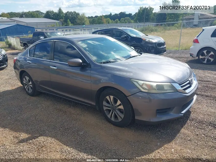 HONDA ACCORD 2015, VIN 1HGCR2F33FA200701
