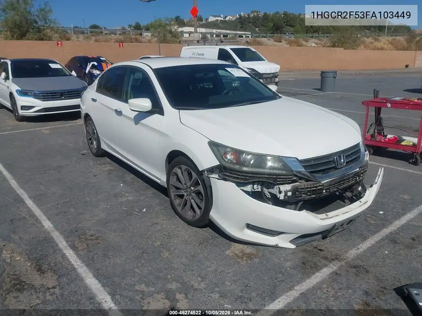 HONDA ACCORD 2015, VIN 1HGCR2F53FA103449