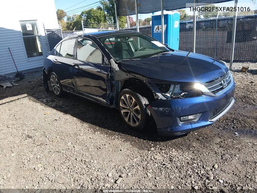 HONDA ACCORD 2015, VIN 1HGCR2F5XFA251016