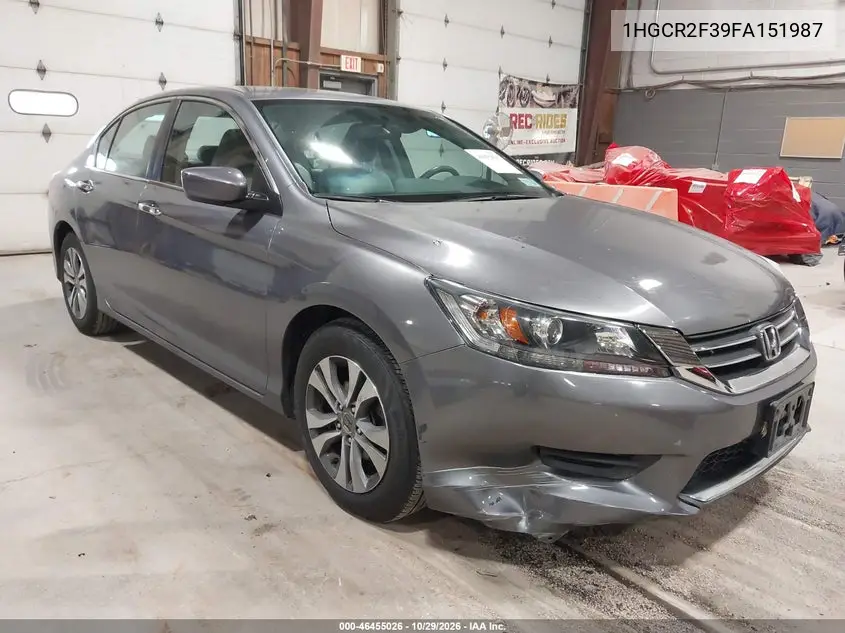 HONDA ACCORD 2015, VIN 1HGCR2F39FA151987