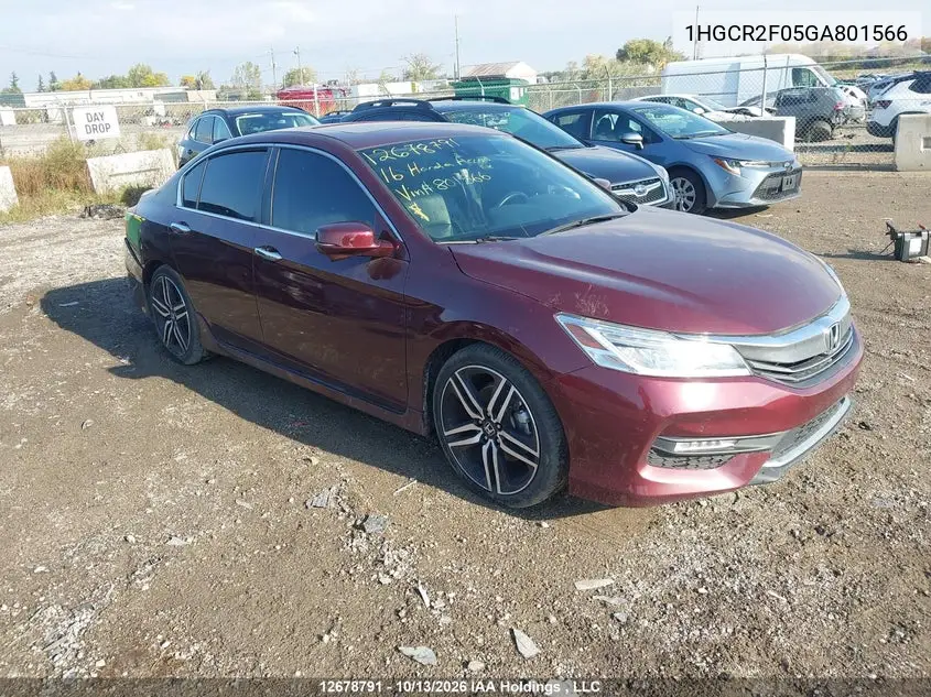 HONDA ACCORD 2016, VIN 1HGCR2F05GA801566