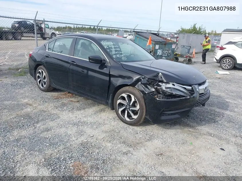 HONDA ACCORD 2016, VIN 1HGCR2E31GA807988