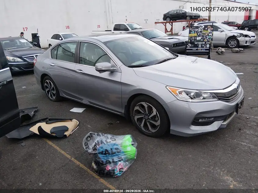 HONDA ACCORD 2016, VIN 1HGCR2F74GA075907