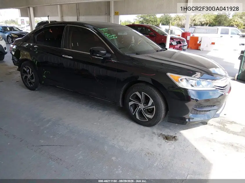 HONDA ACCORD 2016, VIN 1HGCR2F30GA041928