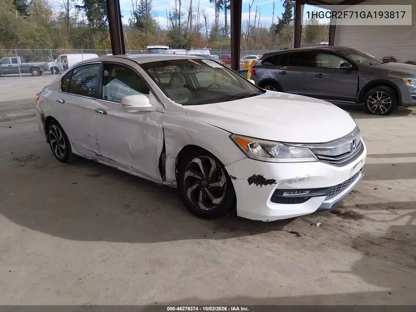 HONDA ACCORD 2016, VIN 1HGCR2F71GA193817