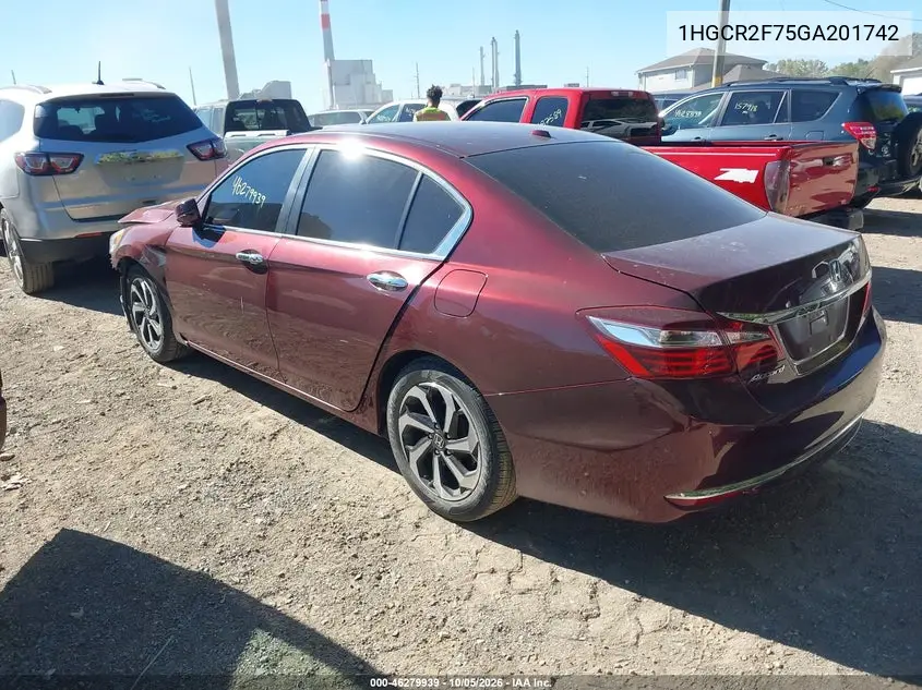 2016 HONDA ACCORD VIN 1HGCR2F75GA201742 — фото 3